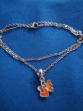 Orange Heart And Butterfly Necklace